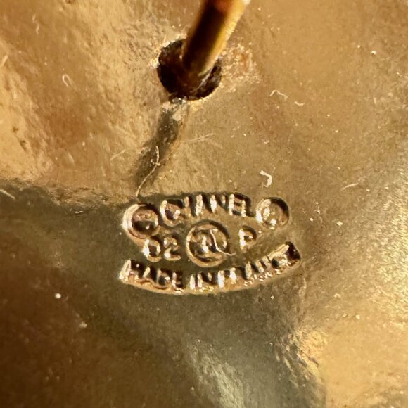 Chanel 2002 02P CC Logo Striped Round Stud Earrings - Picture 7 of 10